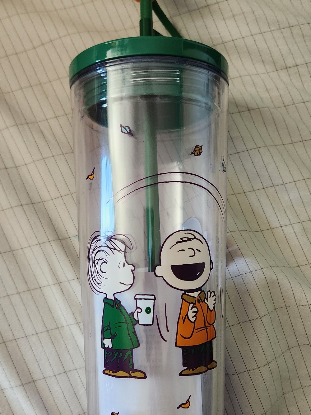 Peanuts Character Green & Orange Travel Tumbler with Straw
